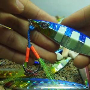 Metal Jig 60 Gram Killer GID UV Fosfor Umpan Slow Jig Set Double Assist Hook Jigging Lure