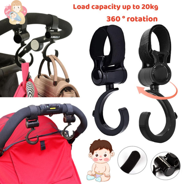 Baby Stroller Hooks Hanger Bag Hook Clips Baby Pram Stroller Pushchair Swivel Hanger Hooks Hangers Accessories Stroller Hooks Pram Rotate 360 Cart Hook for Baby Diaper Bags