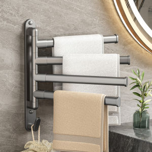 Bathroom Towel Rack Rotatable Towel Holder Space Aluminum 2/3/4/5-Bar Towel Hanger Kitchen Shelf Paper Hanging Wall Mounted