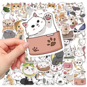 50 / 62Pcs Stiker Kucing Lucu Anti Air Sticker Kertas Stiker Desain Kartun Kucing Cat Stickers Untuk Dekorasi HP / Laptop / Kulkas / Koper / Notebook / Motor DIY