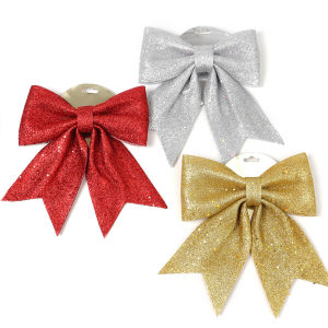 พวงหรีดทองประดับตกแต่งคริสต์มาสขนาด 20*25 ซม. 1 ชิ้น โบว์ติดต้นคริสต์มาสขนาดเล็ก โบว์ผูกเลื่อมสำหรับตกแต่งต้นคริสต์มาสแขวนประดับตกแต่งบ้านสำหรับงานปาร์ตี้ปี 2025