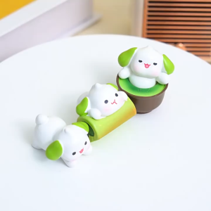 Set 9 chó tai xanh tí hon dễ thương trang trí bàn làm việc màn hình máy tính quà tặng taplo xe xe máy