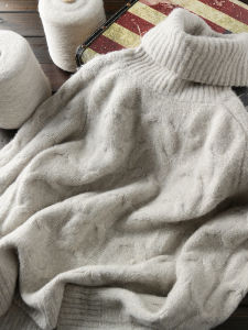 เสื้อสเวตเตอร์ถักคอสูงผู้ชายหนาจากขนแกะและขนแกะผสมเส้นหนา ทรงหลวม สไตล์ลำลอง เสื้อคลุมกันหนาวแบบสวมหัว