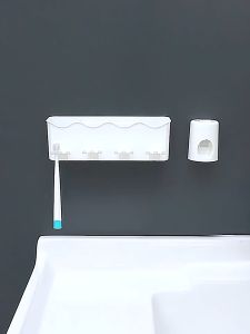 [Ready Stock] New Arrived Toothbrush Holder Set Punch-Free Teeth Brushing Cup Cup Sub Gargle Cup Toothpaste Squeezer Creative Washstand Cup Storage Rack