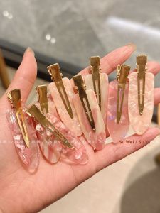 Pink Seamless Hair Clips Womens Makeup Hairpins 5 Pack Cute Side Bangs Beach Hair Accessories out Sweet Style