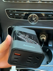 200W Car Power Inverter DC 12V/24V to AC 220V Car Fast Charging Plug Adapter Socket Charger with 1*AC Port 1*USB and 2*TYPE-C Type with Large-screen Digital Display High-quality 220V Converter
