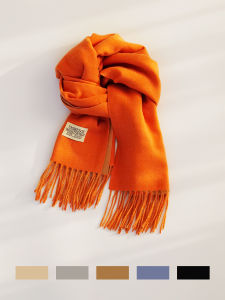 Himade Fancy K-style Easiest for Match Long Scarf Womens Autumn and Winter Soft Glutinous Knitting Double-Sided Cashmere Neck Protection Scarf