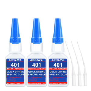 LOOLIFL | 401 Instant Adhesive Super Glue 20g Cyanoacrylate Quick Dry High Strength Universal Glue for Rubber Plastic Ceramic Metal Repair