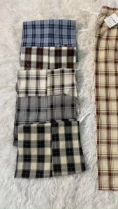 Quần Kẻ Nữ Ống Rộng Cạp Chun Caro Lưng Cao Dáng Rộng Ống Suông Ulzzang Full Màu