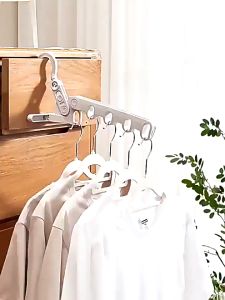 Folding 5-hole Clothes Drying Rack Wall Mounted Travel Hanger for Hotel 360 Degree Rotary Hook Home Portable Plastic Drying Rack