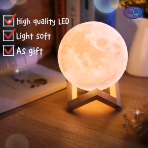 3D Moon Lamp Night Lamp Moon Light LED Night Light Table Lamp Bedroom Gift Lampu Meja Lampu Tidur Bilik [2 Pin Plug]