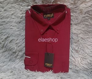 COD✅ FUSCO kemeja pria formal warna maroon/kemeja polos lengan panjang