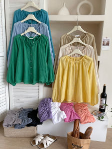 Giày Pháp Retro Áo Sơ Mi Tay Dài Cho Nữ Mùa Hè Phối Ren Vải Lanh Cotton Chống Nắng Bảo Vệ Búp Bê Không Tay Cổ Áo