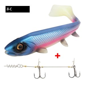 เหยื่อปลอม Spinpoler Big Fish แบบนิ่ม พร้อมชุดตะขอ Stinger Rig ขนาด 14 ซม./18 ซม. สำหรับตกปลาจิ๊กกิ้ง ตกปลาแบบทรอลลิ่ง สำหรับตกปลาทะเล