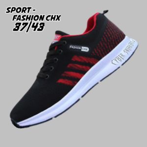 Sepatu Sneakers Pria/Wanita Sport Fashion CHX Hitam Merah School Shoe Model anak Dewasa