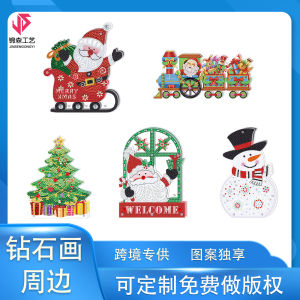 Christmas Decorative Diamond Painting Surroundings LED Snowman Christmas Tree Living Room Decoration Artwork with Lamp