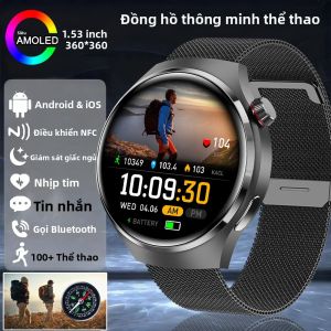 Đồng Hồ Thông Minh DAORKOW 2025 GPS NFC Dành Cho Nam Màn Hình AMOLED 360*360 Theo Dõi Nhịp Tim Gọi Bluetooth Chống Nước Thể Thao