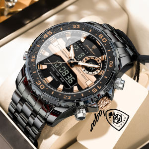 POEDAGAR | POEDAGAR Fashion Digital Male Clock LED Luminous Week Date Military Quartz Men Watch Dual Time Business Electronic Mens Watches