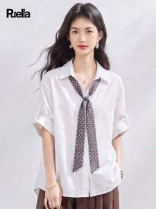 puella | Áo Sơ Mi Hàn Quốc Thời Trang Họa Tiết Chấm Bi Cổ Polo Ôm Dáng Ngắn Tay