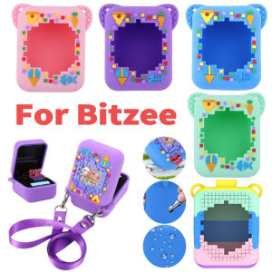 Silicone Carrying Travel Case with Lanyard Protective Storage Holder Anti Drop 3D Food Print for Bitzee Virtual Electronic Pet