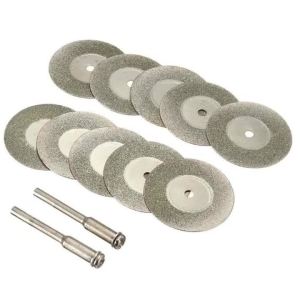 10 Pcs 20/22/25/30mm Diamond Cutting Discs Mini Saw Blade Cut with 2 Pcs Rod Connection for Dremel Rotary Drill Adjustment Tool