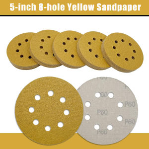5-inch 8-hole Yellow Sanding Discs 125mm Sandpaper Hook & Loop Sand Paper 40-800 Grit Grinding Disc Abrasive Polishing Tool