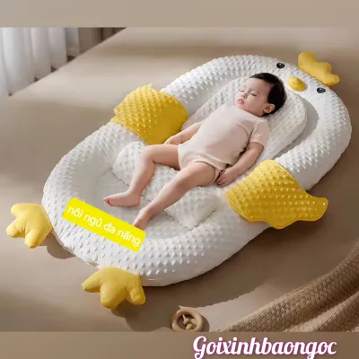 Đệm -Nôi -Gối Ngủ Đa năng Gối chống trào ngượcChống sặc cho bé chất liệu vải nhung 3D massage siêu êm thoải mái và an toàn cho bétháo giặt rễ dàng