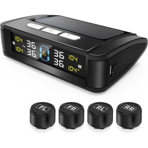Universal TPMS Car Tire Pressure Alarm Monitor System 4 Sensors Display Solar Intelligent Tyre Pressure Temperature Warning