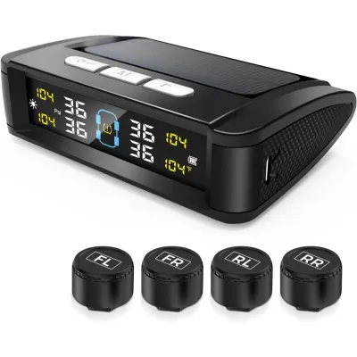 Universal TPMS Car Tire Pressure Alarm Monitor System 4 Sensors Display Solar Intelligent Tyre Pressure Temperature Warning