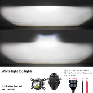 2PCS 2.0 Bi Led Projector Lens Auto LED Fog Lights 6000K High and Low Beam for Toyota Nissan Tricolor Lens Fog Lamp