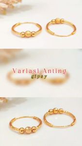 Nice Jewelry Anting dewasa bulat polos simpel perhiasan lapis emas AT 311
