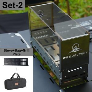SmiloDon Camping Folding Brazier IGT Half-Unit Bonfire Stove Desktop Campfire Furance Windproof Firewood Stove Outdoor Heater