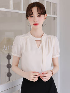 XUSHAN | French Ribbon Short Sleeve Chiffon Blouse