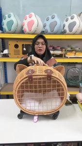 Beg Rotan Pembawa Kucing Bernafas / Portable Rattan Breathable Bag / Pet Carrier