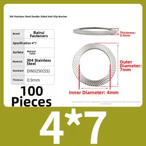 BAIRUITE | Locking Anti-slip Double-sided Teeth Stainless Steel Black Anti-loosening Washers