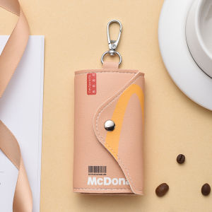 Portable Key Storage Bag Versatile Key Holder Bag Anti-Lost Carabiner Youth Fashion PU Leather  Style Keychain Pouch