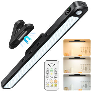 LED Cupboard Light Bar 2500mAh Remote Control Lamp Battery Display 135° Adjustable Magnetic Lighting for Makeup Mirror Bedside