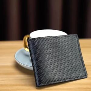 Carbon Fiber Pattern Mens Short Wallet Large Capacity Money Clip Minimalist Slim Bifold Multi Card Holder Purses With ID Window