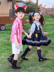 SHABAOSHI | Judy Bunny Police Officer Costume Zootopia Lolita Dress Girl Nick Fox Costume Set Boy