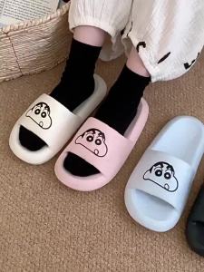 XIXITIAO ins Cute Crayon Shin-chan Slippers for Men and Women EVA Thick-Soled Couple Summer Girly Home Slippers