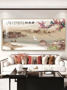 Modern Simplified Chinese Style Living Room Sofa Background Wall Decorative Painting Zen Mountain Bird Landscape Study Room Wall Art