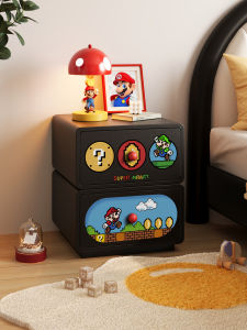 RUIDEDAN | Cartoon Leather Real Wood Two Drawer Bedside Table