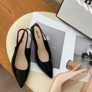 Marche Womens Pointed Toe Casual Jelly Rubber Mid Heels Sandals Elegant Footwear For Daily Office Wear