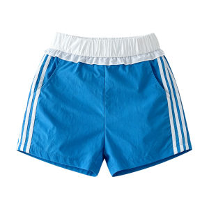 MUYUZI | Loose High-Waist Womens Sports Shorts with Stripes