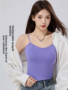 MiiOW | Womens Camisole Tank Top Pure Color Base Layer One Shoulder Belly Bared Outerwear New 2025 Cat Person Strap Vest