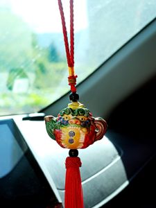 Car Safety Bring In Wealth and Treasure Lion Car Rearview Mirror Car Teapot Feng Shiye Koji Pottery Xi Lion Travel Memorial