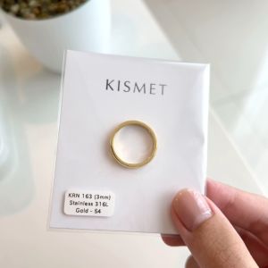 Kismet แหวนมินิมอล ตัวเรือนสแตนเลส ทรงเหลี่ยมเพชร หน้ากว้าง 3 มิล ชุบสีทอง (24k Gold) Gray & Gold Jewelry [KRN163]