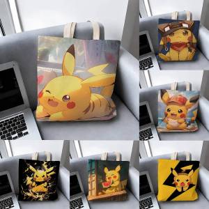 Bandai | Pokemon Battle Frontier Storage Bags Tote Bag Travel Summer Beach Shoulder Bag Reusable Grocery Shopping Bag Anime Artwork