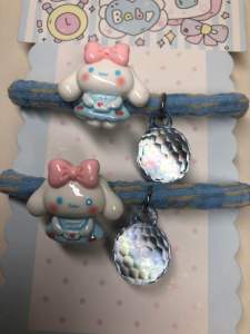 Sweet Cinnamon dog hair tie with disco ball charm girls accessories