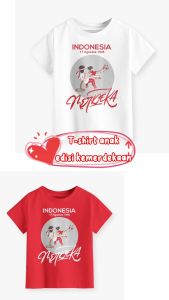 Kaos Couple Family Agustusan Motif Tarik Tambang Anak Dewasa Lengan Pendek dan Panjang Merah Putih